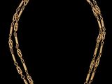 un collier en or muni d'une chaîne qui y est attachée
