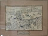 framed picture of a drawing of a crowd of people in a circus