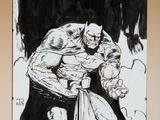 Un dessin représentant Batman est accroché au mur.