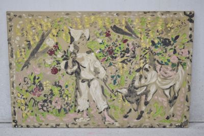 un tableau représentant un homme et une femme dans un jardin