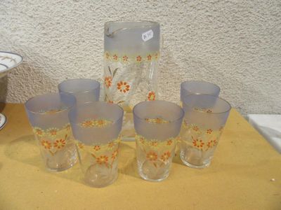 153.65 - Service A Orangeade EN Verre Emaille .