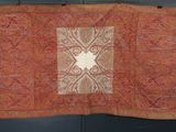 an image of a red and white cloth with a star of david on it