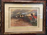 framed picture of a painting of a man with a horse drawn carriage