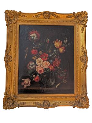 une image d'une peinture de fleurs dans un vase