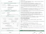 a green and white document with a picture of a person on it