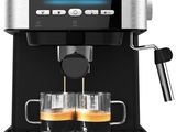 a close up of a coffee machine on a white background