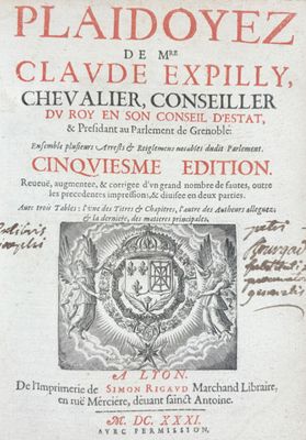 [Dauphiné] EXPILLY (Claude). Les Plaidoyez de Mre Claude Exp… - Photo 1
