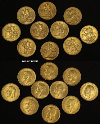 a collage of gold coins with a black background