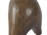 a wooden sculpture of a bear head on a white background