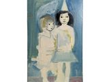 une image représentant un tableau où l'on voit deux enfants assis sur un banc