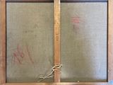 an image of a pair of scissors sitting on top of a wooden frame