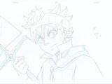 dessin d'anime représentant un homme armé d'une épée et portant un sweat à capuche