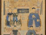 an image of a painting of two men sitting on a bench
