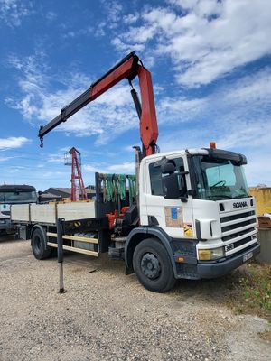 a truck with a crane on the back of it