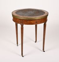Table bouillotte en placage de bois, plateau amovible garni … (photo 2)