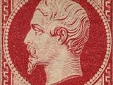 un timbre rouge représentant le portrait d'un homme de profil
