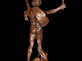 an image of a bronze statue of a man holding a flower