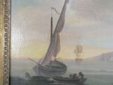 a picture of a painting of a boat in the water