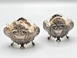 paire de sucriers et de beurriers plaqués argent sur socles