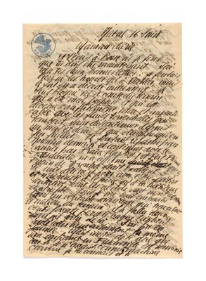 lettre manuscrite écrite à l'encre noire sur une feuille de papier