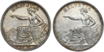 une pièce d'argent portant l'image d'une femme et d'un homme