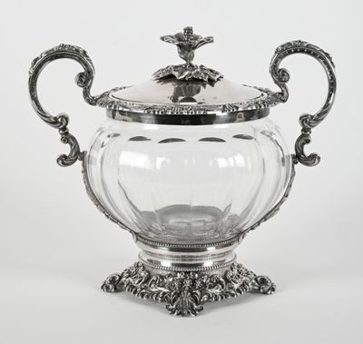 Confiturier en argent à décor de pampres et rocailles. - Photo 1