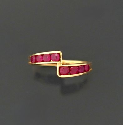 Bague croisée en or jaune 18K 750 millièmes sertie partielle…