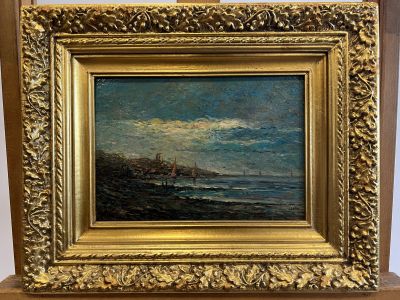 an image of a painting of a boat on the water