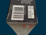 a box with a label on it sitting on a blue surface