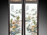 une paire de panneaux muraux peints de style chinois