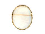 an image of a gold and mother of pearl broochle on a white background