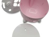 a pink and white bowl and a gray and white bowl and a gray and white bowl and a pink and white bowl and a gray and white bowl