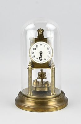 a glass dome with a clock inside of it