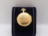 an image of a gold pocket watch on a velvet case
