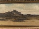 an old painting of a castle in the middle of a field