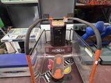 a display case with a toy car inside of it