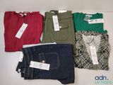 quatre paires de pantalons et de pulls pour homme posés sur une table