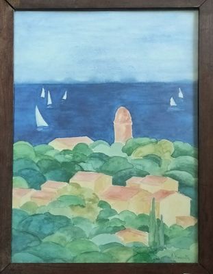 une photo d'une photo d'un tableau sur le mur