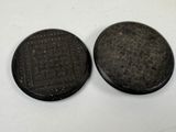 two waffles that are sitting on a table