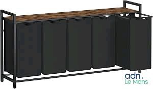 buffet en métal noir et bois, avec quatre bacs et une étagère