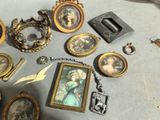 a table with a lot of antique items on it