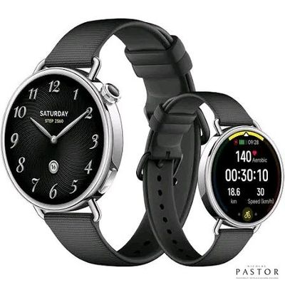 Deux montres connectées sont présentées côte à côte sur un fond blanc