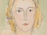 une image représentant le dessin du visage d'une femme aux cheveux blonds
