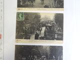 several old black and white photos of people and animals on a street