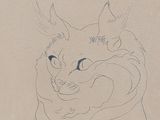 a drawing of a cat that is sitting on the ground