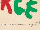 a picture of a piece of cloth with the word peace written on it