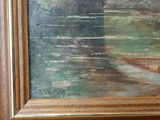 a picture of a painting of a bridge over a river