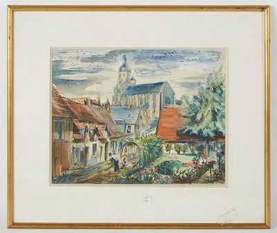 LALANNE Jean/Alfred (XXe) - "Le jardin près de la Cathédrale…