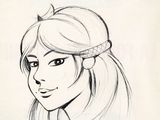 un dessin représentant une fillette aux cheveux longs, coiffée d'une couronne