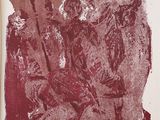 une image représentant un dessin en rouge et blanc d'un homme à cheval